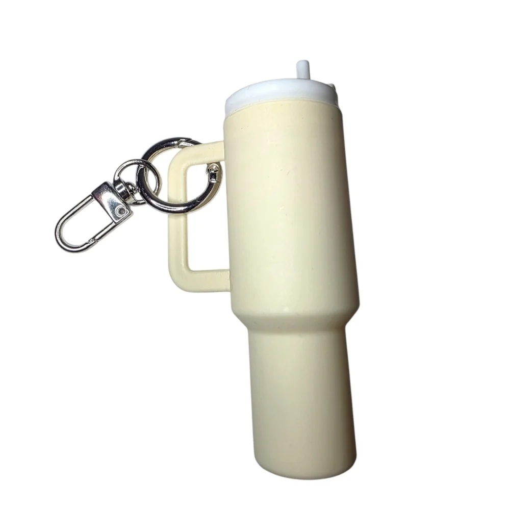 Mini Tumbler Cup Cute Stanley Style Bag Charm - Beige/Cream